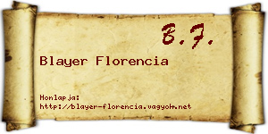 Blayer Florencia névjegykártya